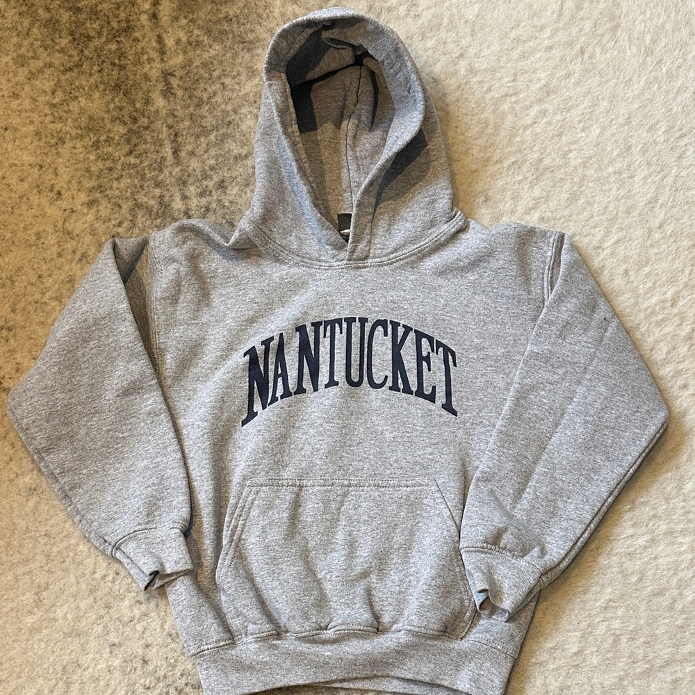 Kids Gray Hoodie with Nantucket Print